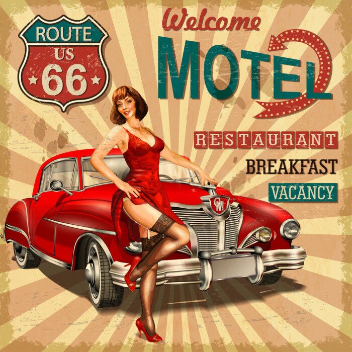 Poster Oude auto's en vrouwen