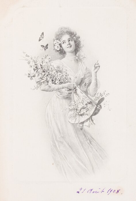 Poster oude foto van een jonge vrouw