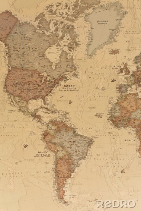 Poster Oude kaart uit de geografische atlas