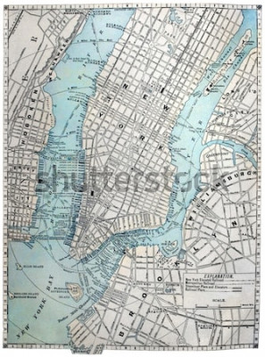 Poster Oude kaart van New York