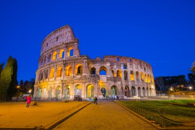 Poster Oude Rome en het Colosseum 's nachts