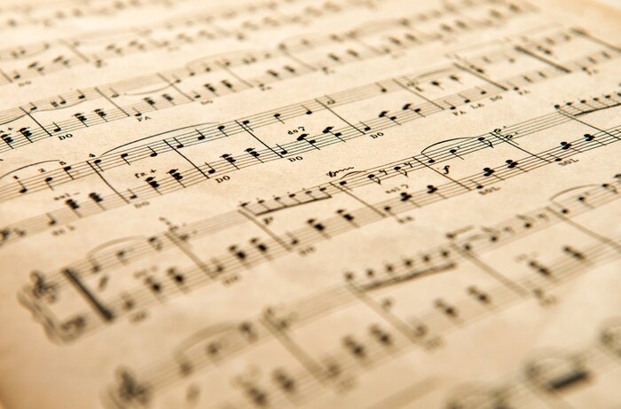 Poster Oude vergeelde leeftijd muziekscore