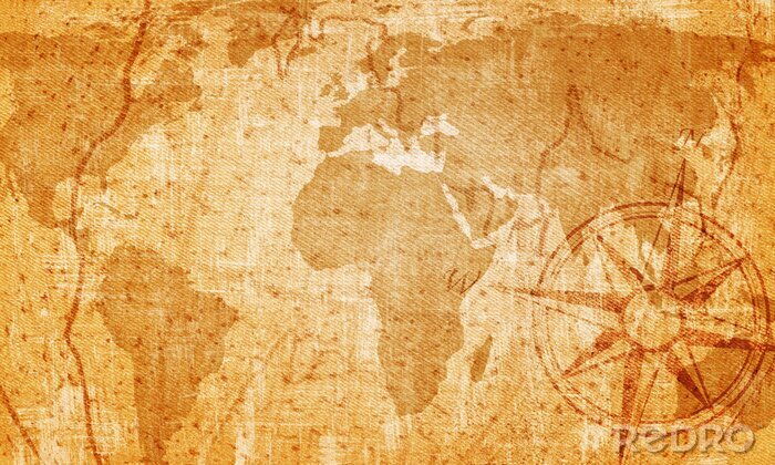 Poster Oude wereldkaart in vintage stijl