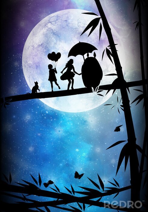 Poster Our friend Totoro silhouette art