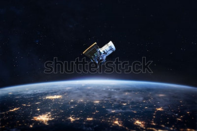 Poster Outer space NASA-satelliet drijft in de ruimte