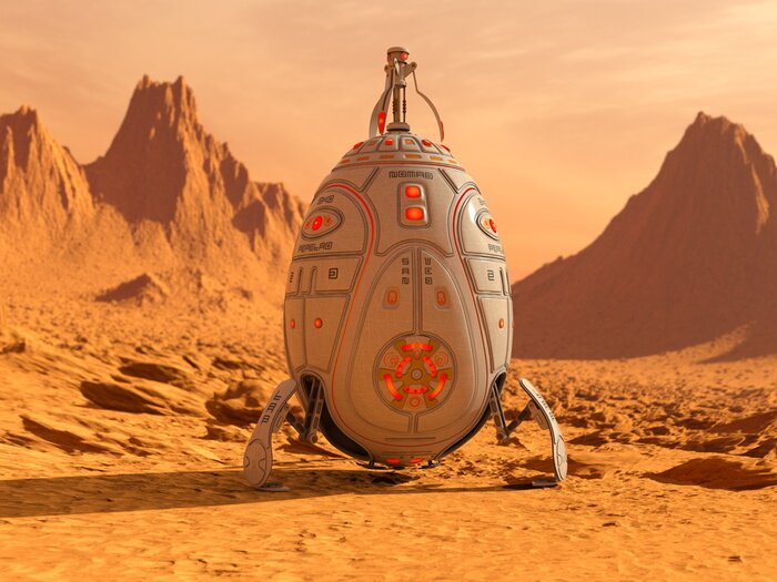 Poster Outer space planet en onbekend vliegend object