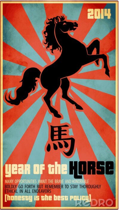 Poster Paard in de Chinese horoscoop
