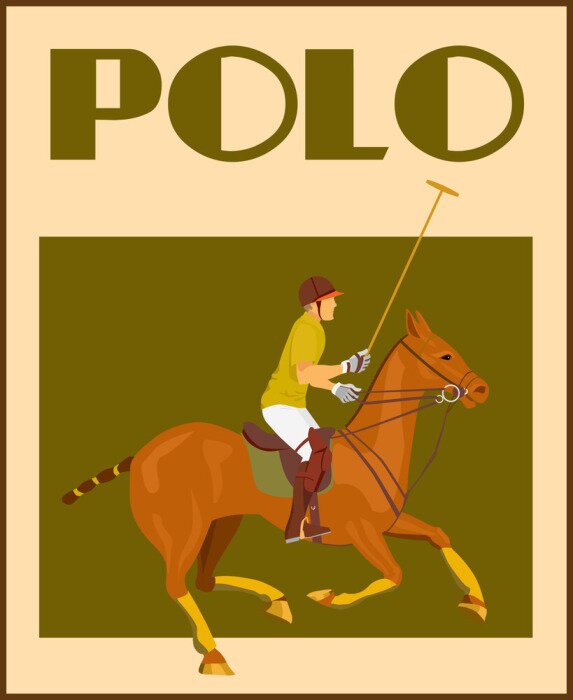 Poster Paard met polospeler
