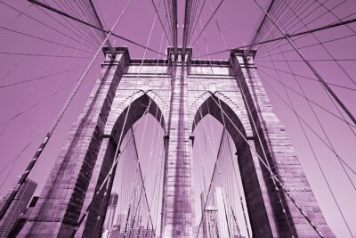 Paarse fotografie van Brooklyn Bridge