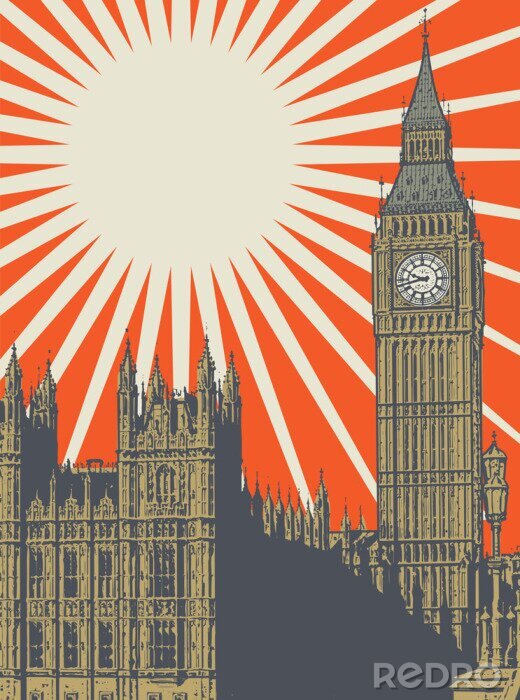 Poster Paleis van Westminster en Elizabeth Tower