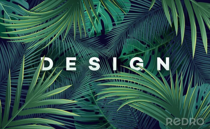 Poster Palmboom patroon donkergroen