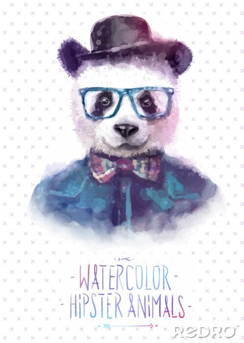 Poster Panda met bril