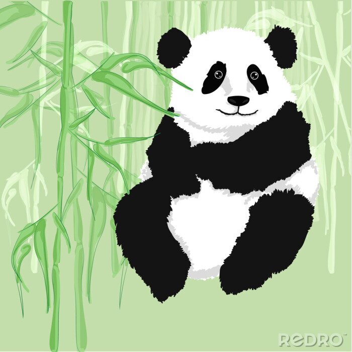 Poster Panda op de achtergrond van een bamboebos