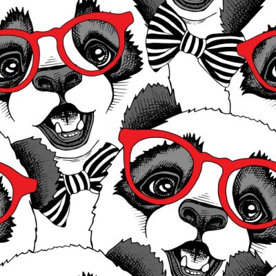 Panda's in rode glazen