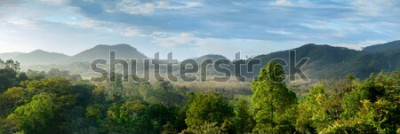 Poster Panorama van bos en bergen