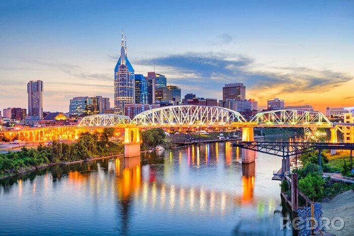 Poster Panorama van de stad Nashville, Tennessee