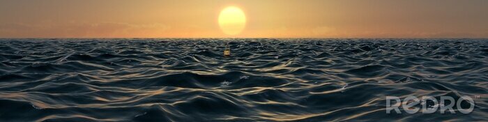 Poster Panorama van de zee met de zon