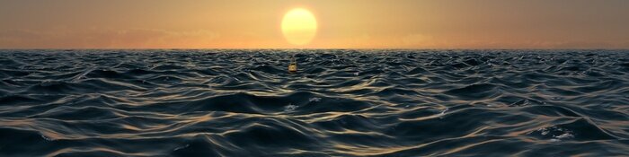 Poster Panorama van de zee met de zon