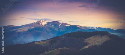 Poster Panorama van een met sneeuw bedekt berglandschap