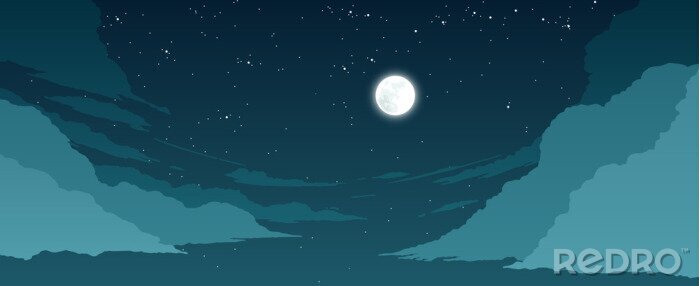 Poster Panorama van een nachtelijke hemel