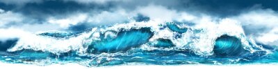 Poster Panorama van een stormachtige zee