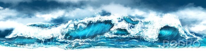Poster Panorama van een stormachtige zee
