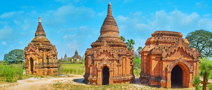 Poster Panorama with old shrines, Bagan, Myanmar