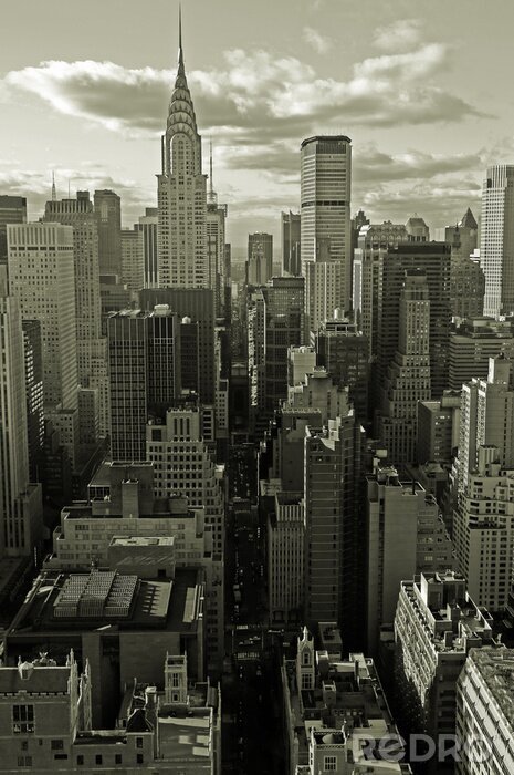 Poster Panoramisch district met wolkenkrabbers