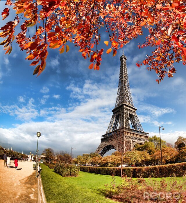 Poster Parijs Eiffeltoren en herfst