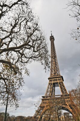 Poster Parijs en de Eiffeltoren in de herfst