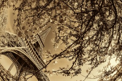 Parijs sepia uitzicht op de Eiffeltoren