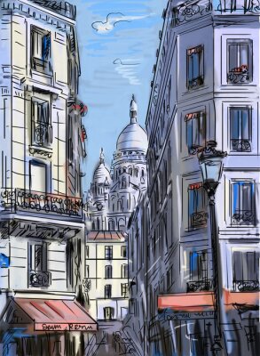 Parijs straat illustratie
