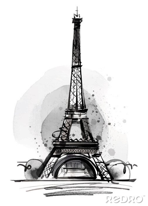 Poster Parijs zwart-witte Eiffeltoren