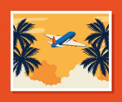 Poster Passagiersvliegtuig in de tropen