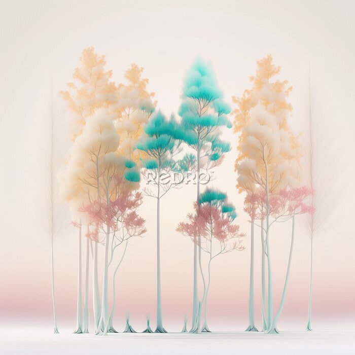 Poster Pastelkleurige bomen