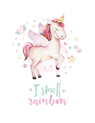 Poster Pastelkleurige eenhoorn voor een meisje