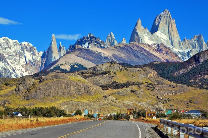 Poster Patagonische bergen herfst landschap