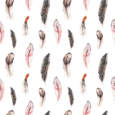 Behang Patroon met delicate vogelveren