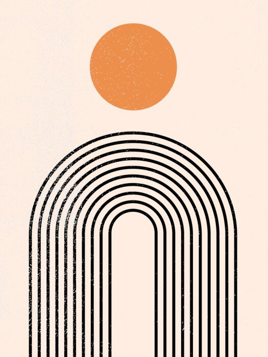 Poster Patroon met een cirkel en een rechte boog in Scandinavische stijl