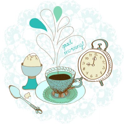 Sticker patroon met ontbijt