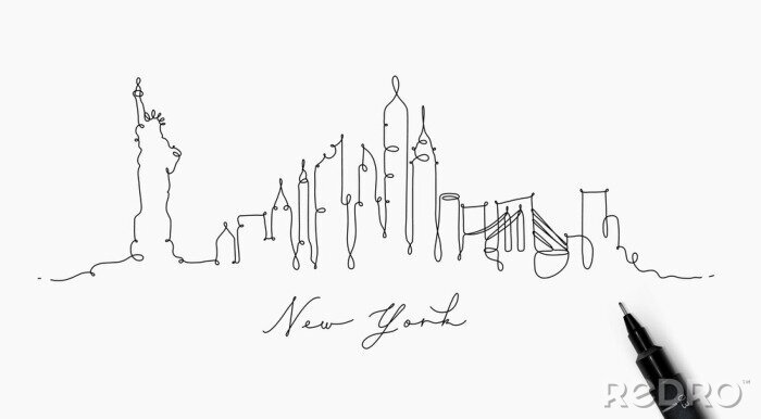 Poster Pen line silhouette new york
