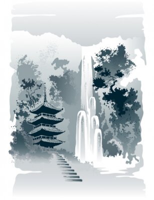Poster Perspectief op de tempels