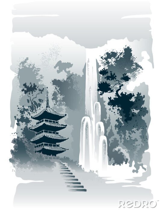 Poster Perspectief op de tempels