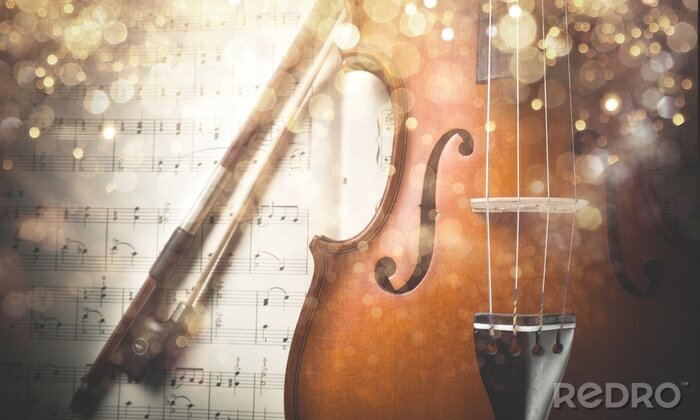 Poster Photo Of Violin And Musical Notes