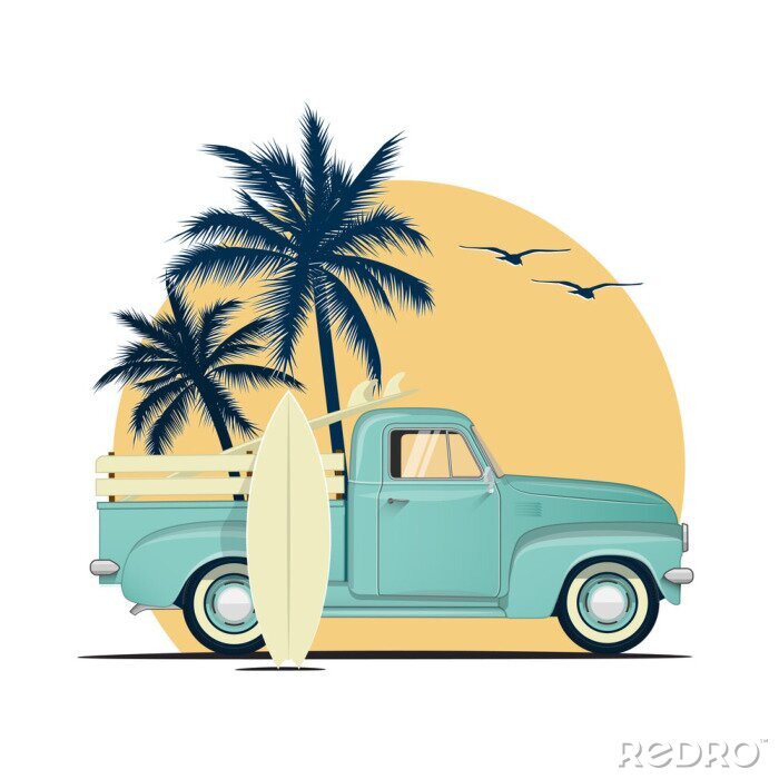 Poster Pick-up auto vakantie graphics