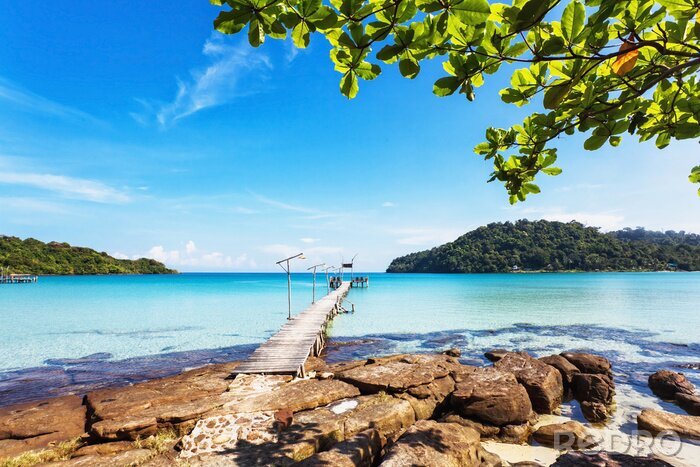 Poster Pier aan een paradijselijke baai