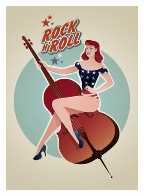 Poster Pin-up girl rock-'n-roll