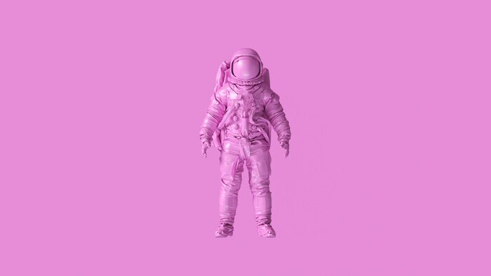 Poster Pink Spaceman Astronaut Cosmonaut 3d illustration 3d render