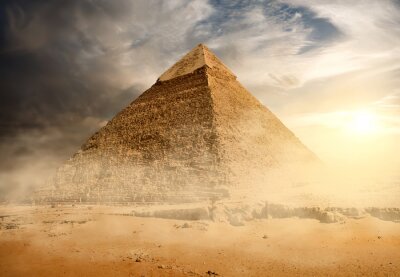 Poster Piramide in zand stof