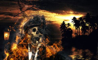 Poster Piratenschip en eiland